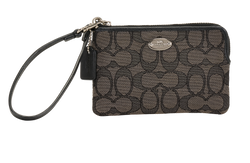 Mini Signature Wristlet, Canvas, Black, D1532F53536, 3*